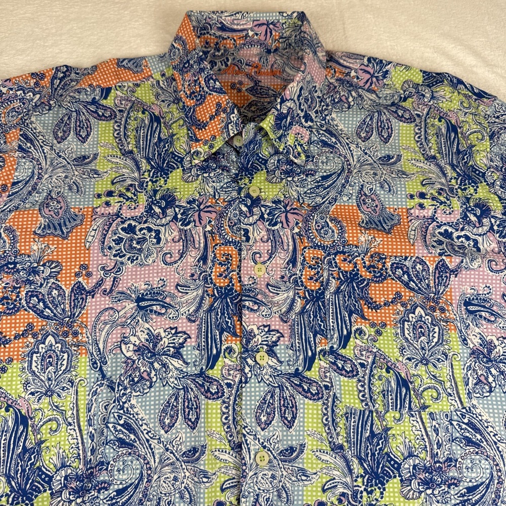 Alan Flusser Men Paisley Long Sleeve Button Up Shirt XXL Multicolor Cotton